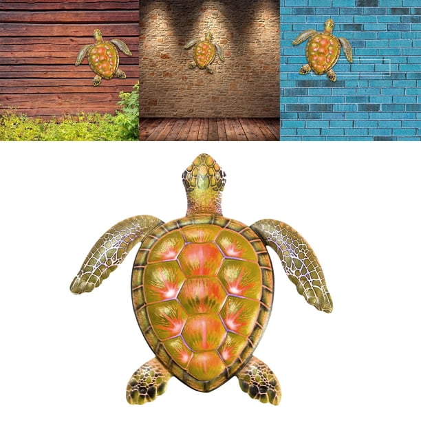 Tortuga de Hierro Forjado Decoración Del Hogar - Decoración de Pared Tortuga Escultura Colgante , Amarillo Macarena Colgante de pared de tortuga de hierro