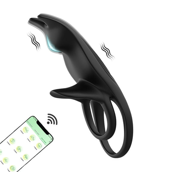 7-Frequency Male Penis Ring Partners Toys for Man Pleasure, APP Controlled Rabbit Double Ring Vibrating Penis Ring