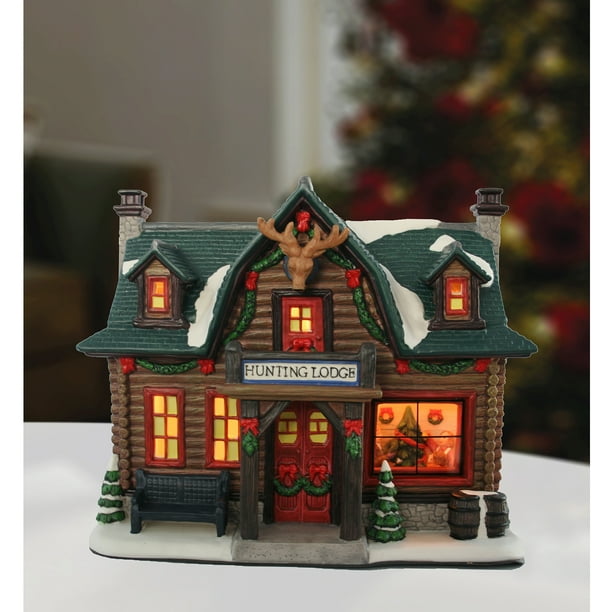 Holiday Time Porcelain Hunting Lodge Christmas Decoration - Walmart.com ...