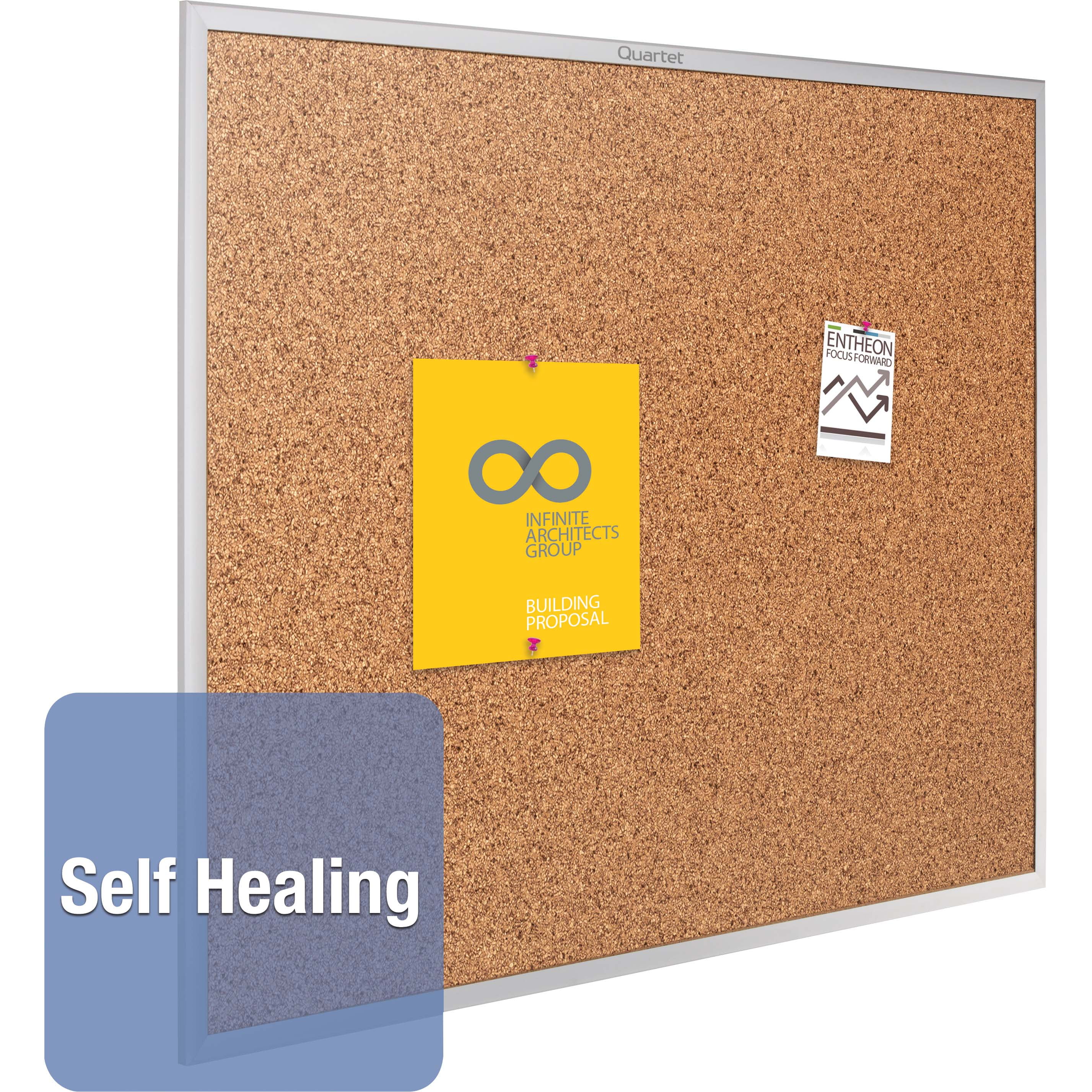 Quartet Classic Cork Bulletin Board 48 x 36 Silver Aluminum Frame - Cork Boards