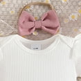 thumbnail image 5 of Wxirdiow Little Girls Clothes Baby Girls Outfit Set Suspender Skirt with Bow Print Romper Matching Bow Headband Pink Size,9-12 Months, 5 of 6