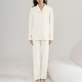 thumbnail image 1 of LSLJS Ensemble de Pyjama pour Femme à Col Rabattu, Tenue d'Intérieur en Coton, Haut à Manches Longues, Pantalon, Nuisette de Pyjama, Ensembles de Pyjama pour Femmes, Cadeaux pour Femmes, 1 of 4