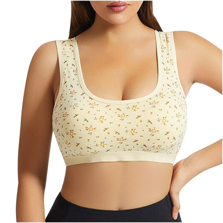 RQYYD Seamless Comfortable Floral Sports Bras for Women Longline Padded Bra  Yoga Crop Tank Tops Fitness Workout Running Top Beige XL
