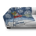 thumbnail image 3 of Christmas Soft Flannel Fleece Blanket, Happy New Year Merry Christmas Truck with Gift Boxes Tree and Snowflakes Art, Cozy Plush for Indoor and Outdoor Use, 60" x 80", Blue Red White, by Ambesonne, 3 of 6