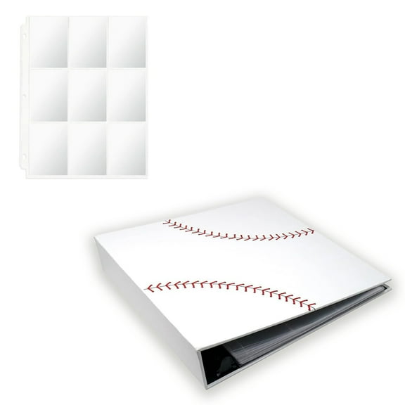 Baseball Card Binder with 50 Transparent Sleeves | Baseballz Texture by All Star Products | Real Football Look & Feel | Patented 3-Ring Album for Trading Card Protection