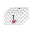 thumbnail image 4 of MKHERT Abstract Gray Chevron Zigzag Nautical Anchor and Rose Placemats Table Mats for Dining Room Kitchen Table Decoration 12x18 inch,Set of 4, 4 of 4