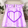 thumbnail image 2 of Homewish Dreamy Purple Cartoon Queen Sheet Sets for Kids, Romantic Love Heart Flat Sheet, Modern Fashion Polkadots Queen Fitted Sheet, Super Cozy Room Decor, 4-Piece, 2 of 7