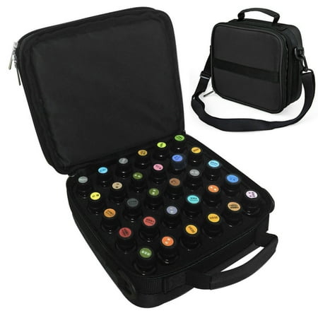 Shoulder Carrying Strap 42 Bottles Essential Oil Box Organizer Travel Bag with Foam Insert , Essential Oil Holder Carrying Case Hold 15 ml Aromatherapy Bottles Shoulder Strap Sturdy Double Zipper ()