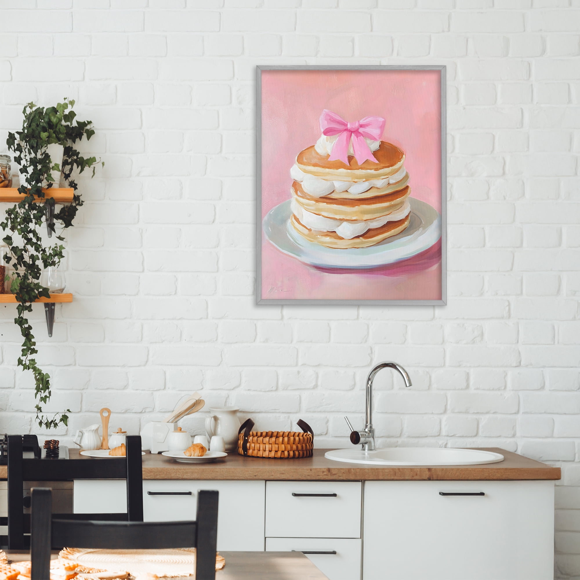 Stupell Industries Coquette Pancakes with Whipped Cream Gray Framed Giclee Art, design by The Prints Vibe