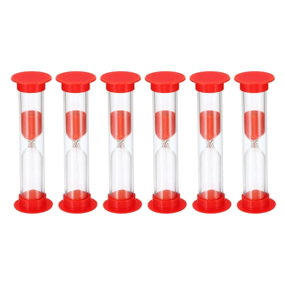 Uxcell 2 Minute Sand Timer, 6pack Small Sandy Clock, Count Down Sand Glass Red