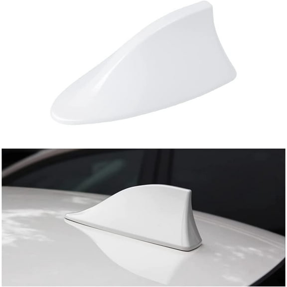 Shark Fin Antenna Cover for Car, Automotive Top Roof Aerials AM/FM Radio Signal Base, Vehicle Shark Fin Shape Cover with Adhesive Tape, Car Accessories Universal for Most Sedan, SUV, Van (White)