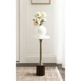 thumbnail image 2 of Kate and Laurel Nisha Traditional Marble Round Drink Table, 10 x 10 x 22, White Marble, Antique Brass, and Dark Brown, Vintage Mango Wood Circle Mini Table for Use as Plant Stand or Living Room Decor, 2 of 8