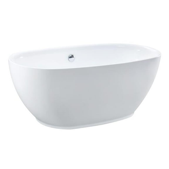 Kingston Brass VTOV593023U 59 in. Aqua Eden Acrylic Oval Freestanding Tub with Center Drain, White