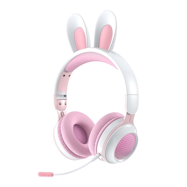 Tarjeta plegable que brilla intensamente dibujos animados teléfono móvil ordenador Universal Orejas de conejo auriculares inalámbricos Bluetooth auriculares femeninos
