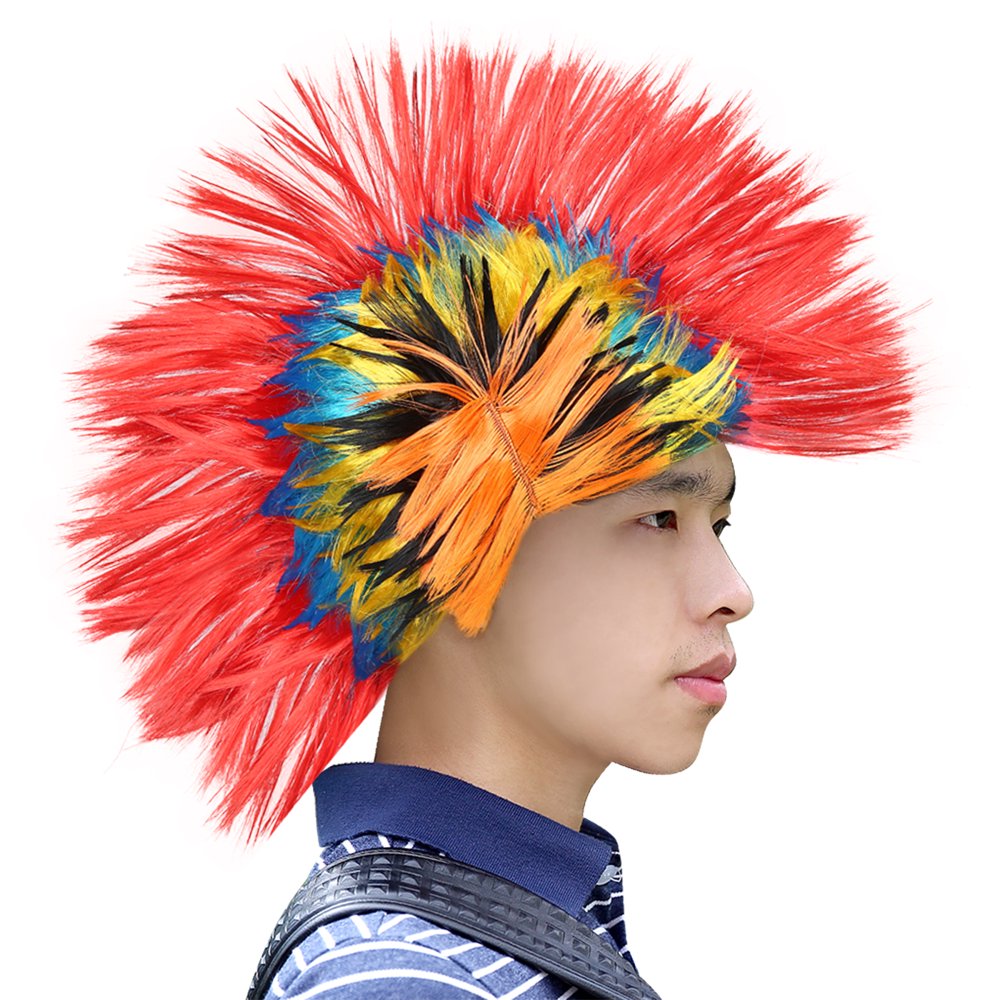 HDE Men�s Wig Punk Rock Halloween Costume Hair Rainbow Color 80�s