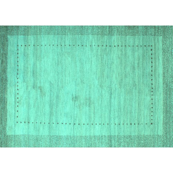 Ahgly Company Indoor Rectangle Abstract Turquoise Blue Contemporary Area Rugs, 2' x 3'