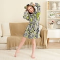thumbnail image 3 of FORMRS Niños Bathrobe Unisex Hooded Robe Soft Plush Pajamas Sleepwear, Size 10-12T, Beige Flower Pattern, 3 of 7