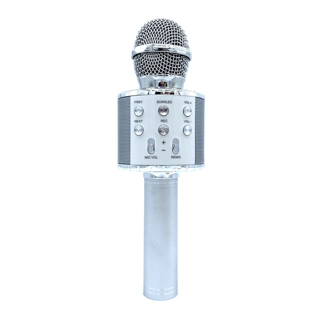 WS858L Wireless Bluetooth Karaoke Microphone with Colorful LED Lights - 1200mAh Rechargeable Battery, 5W Output, Noise Reduction Sponge Cover, One-Key Voice Change (Original/Male/Female/Devil/Kids