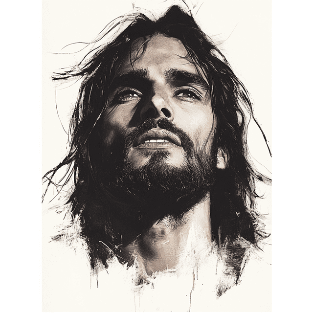 Qisvanset 12x16 Inch Black Jesus Portrait Canvas Wall Art, Religious Print Baptism Faith Home Wall Decor
