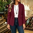 thumbnail image 5 of Women Light Jacket Ndbuld Women's casual winter solid-color fitted lapel blazer cardigan top Wine S, 5 of 6