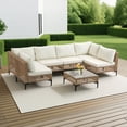 thumbnail image 2 of Delmango 7-Piece Patio Furniture Set, Boho Outdoor Wicker Conversation Set with Cushions & Coffee Table for Lawn, Backyard, Porch, Beige, 2 of 8