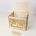 thumbnail image 4 of HUONA Wedding Card Box with Lock Couple Elk Wood Card Gift Box Cutout DIY Money Box Money Box Party Reception Birthday Graduation Supplies Wooden Envelop Gift Boxes, 4 of 10