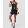 thumbnail image 6 of PISONIC Women's Color-Block Yoga Dress with Built-in Bra - Slim Fit, Anti-Exposure Tennis Skort Suit for Spring/Summer Sports, 6 of 8