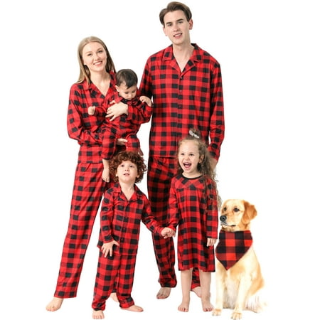

Family Christmas Pjs Matching Sets Baby Christmas Matching Jammies for Adults and Kids Holiday Xmas Sleepwear Set-Boy Red Plaid