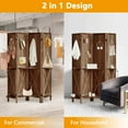 thumbnail image 4 of Aletheiawu 4 Panel Wood Pegboard Display with 16 Hooks, Fold Room Divider Wall, No Installation Required, Brown, 4 of 9