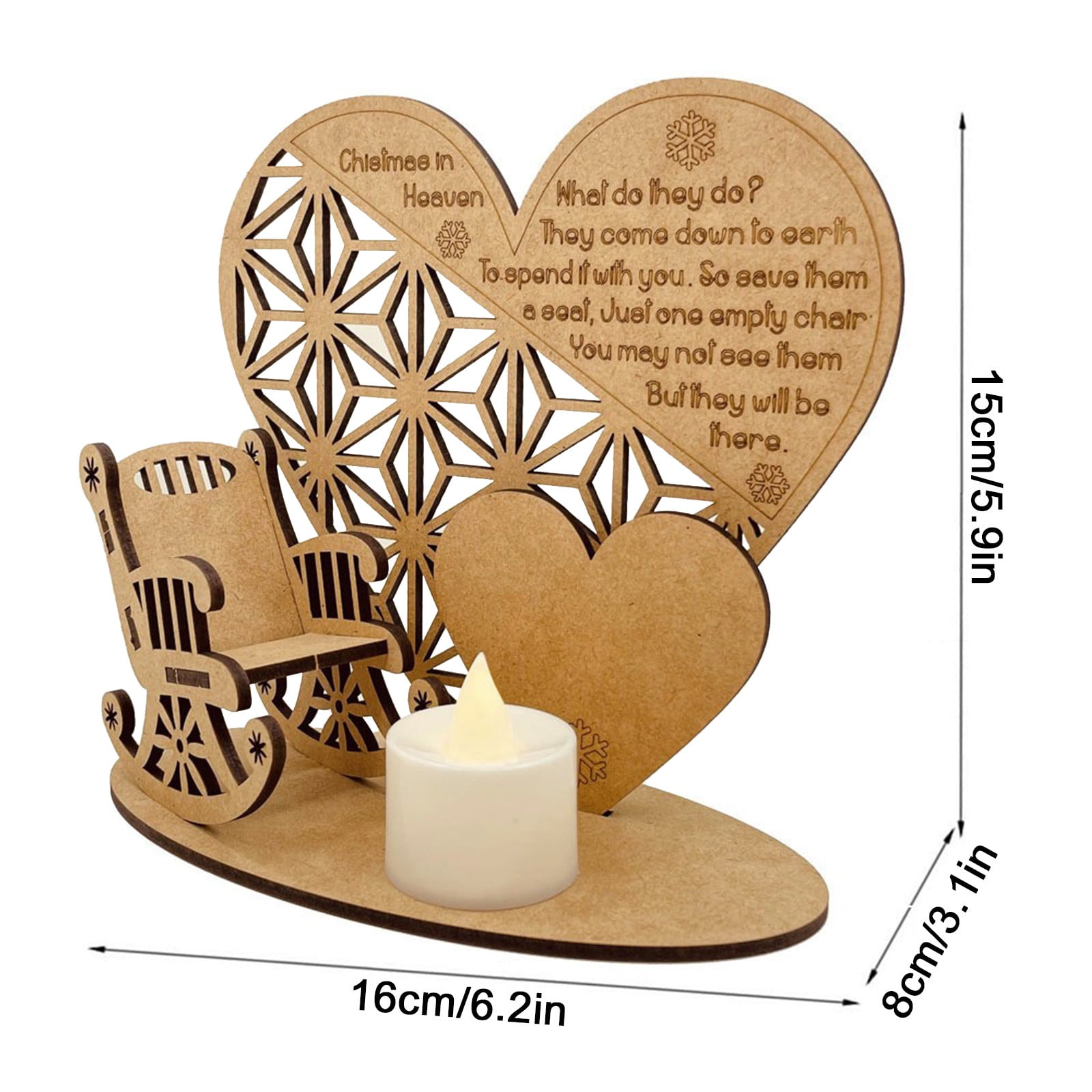My Angel Mom Wooden Heart Candle Holder Memorial Candlesticks