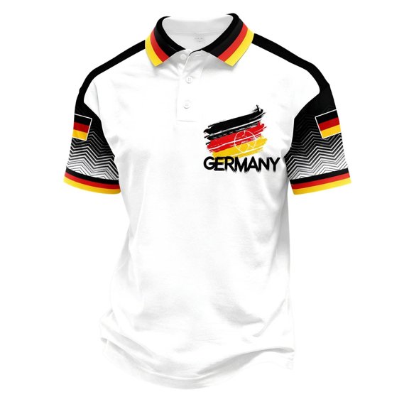COSFO Golf Polo Shirts for Men Football Short Sleeve Germany Mesh Graphic Tees Summer Breathable Collared Classic Fit Pullover Tops