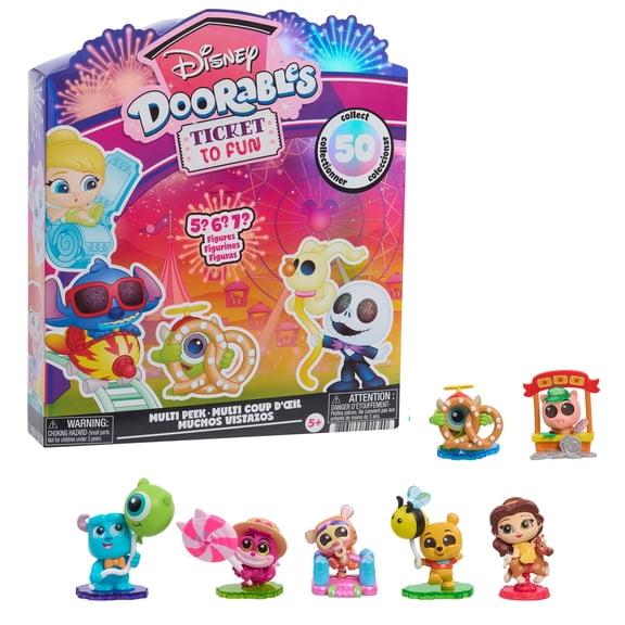 Disney Doorables Ticket to Fun Multi Peek, Festival-Themed Collectible Figures with 5, 6, or 7 Surprise Toys, 50 to Collect, Kids Toys for Ages 5 up
