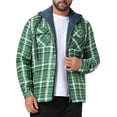 thumbnail image 5 of INSPIRE CHIC Men's Quilted Jacket Drawstring Hooded Zipper Padded Plaid Shacket L Dark Green, 5 of 6