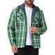 thumbnail image 5 of Chaqueta acolchada con capucha y cremallera INSPIRE CHIC para hombre, con cordón, estilo shacket de cuadros, 2XL, verde oscuro, 5 of 6