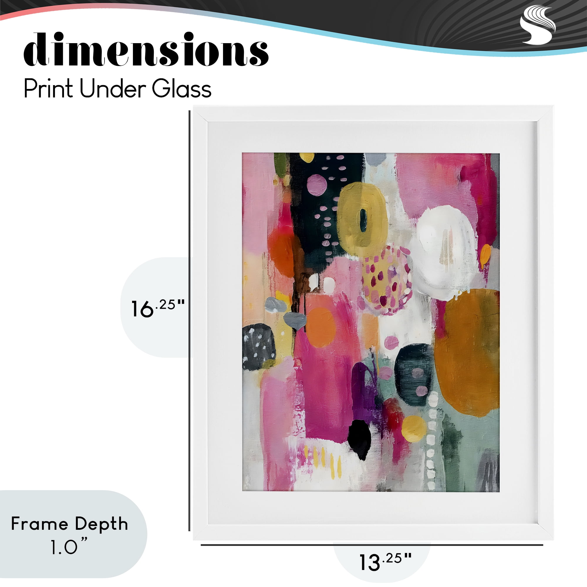 Stupell Industries Abstract Blooms Cascade White Framed Print Under Glass, design by Riley B