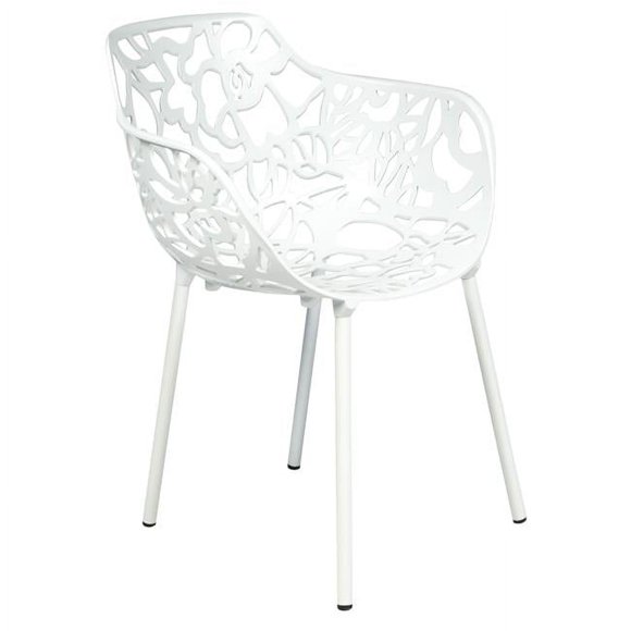 LeisureMod Devon Aluminum Chair, White (Set of 1)