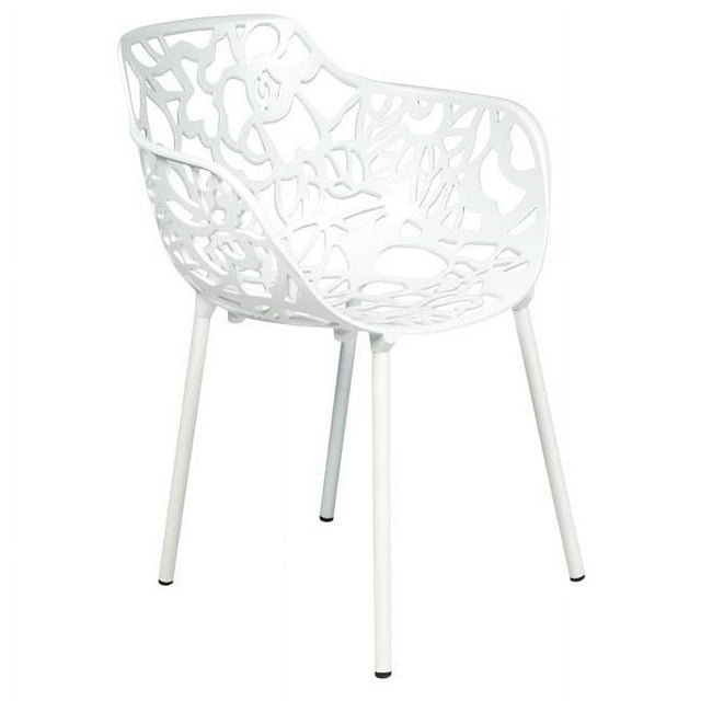 LeisureMod Devon Aluminum Chair, White (Set of 1)