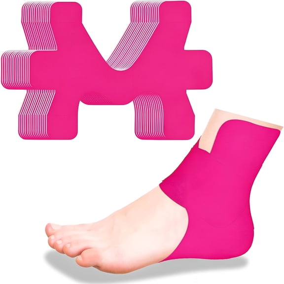 QARUN 8 Pcs Precut Kinesiology Tape for Ankle Cotton Breathable Elastic Athletic Tape Pain Relief Minimize Ankle Sprain Provides Support and Stability for Ligament and Muscle Marathon Use(Pink)