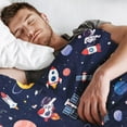 thumbnail image 6 of Outer Space Theme Throw Blanket for Kids, 50 x 60 Inch Blue Space Astronaut Rocket Fuzzy Plush Blanket for Boys Gift, Soft Galaxy Planet Spaceship Flannel Blanket for Children Teen Bed Couch Decor, 6 of 6