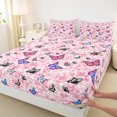 thumbnail image 3 of Homewish Multicolor Butterfly Twin Sheet Sets,Cartoon Flower Floral Twin Fitted Sheet,Pink Purple Black 03 For Girls Teens,Super Cozy Room Decor,3 Pieces, 3 of 7