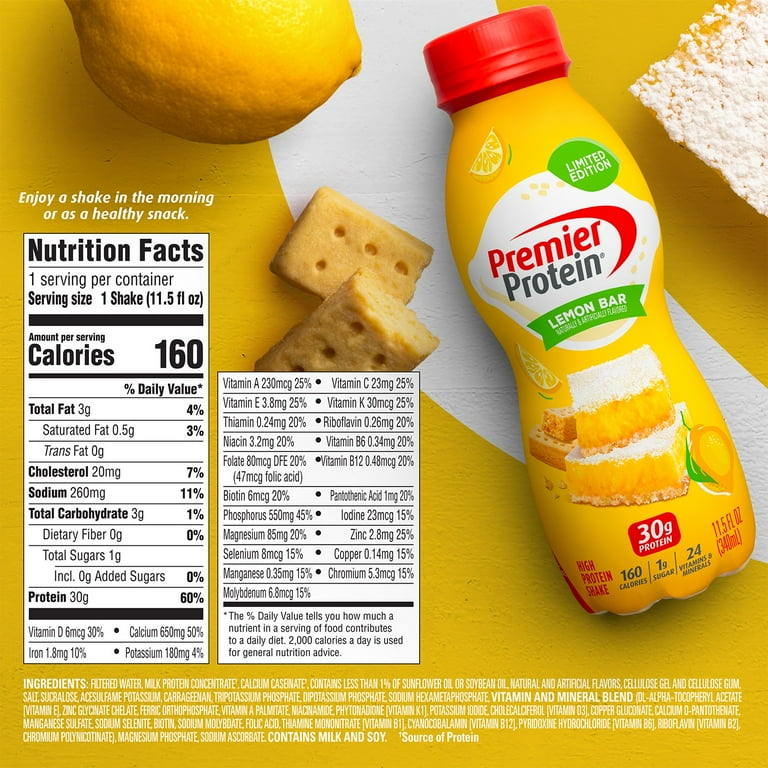 Premier Protein, Lemon Bar, 30g Protein Shake, 11.5 fl oz, 1 Count