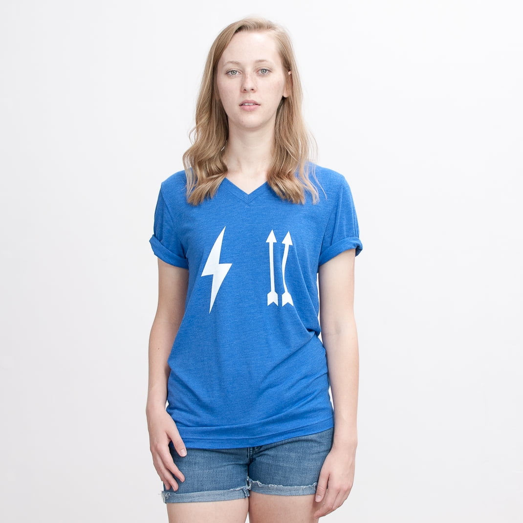 Unisex Men and Women Thunder Up V-neck Shirt OKC Oklahoma City Adult True Royal Triblend by Shop Good by Shop Good