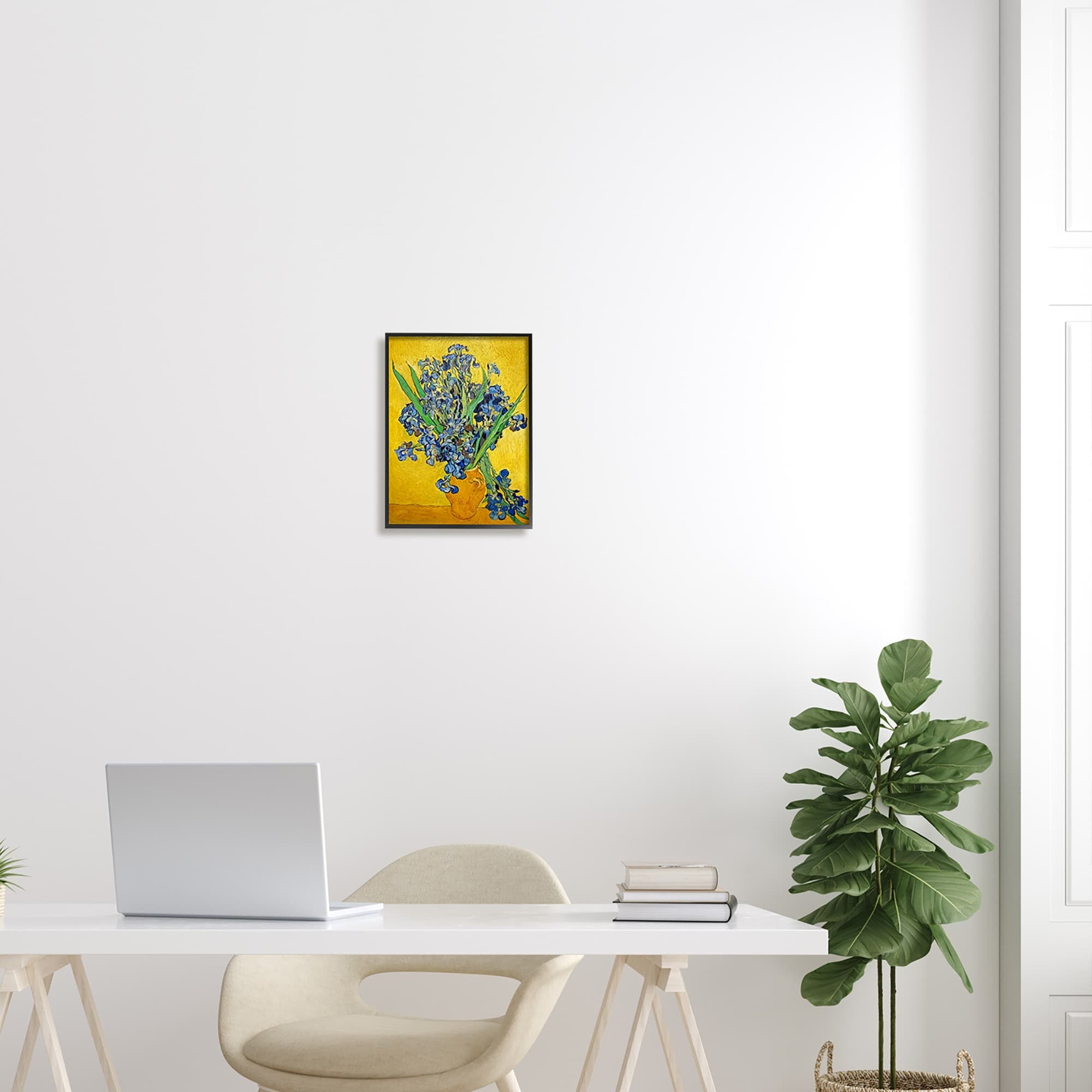 Stupell Industries Vaas met Irissen Vincent van Gogh Iris Flower Painting Painting Black Framed Art Print Wall Art, Design by one1000paintings