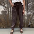 thumbnail image 2 of Mujeres Casual Color Sólido Bolsillos Vendaje Cintura Elástica Cómodos Pantalones Harén Odeerbi ODB-6, 2 of 5