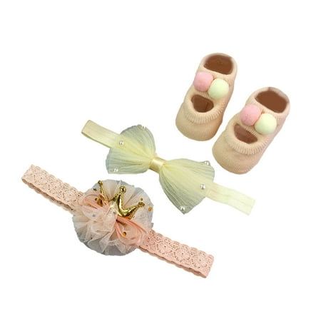 

Socks For Kids Kids Boys Girls Socks Bowknot Hairband Shoes 3Pcs Set