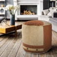 thumbnail image 2 of LR Home Medium Striped Indoor Cylinder Pouf, Beige/Brown, 16" x 16" x 16", 2 of 7