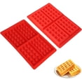 thumbnail image 1 of 2 Pcs Moules à Gaufres en Silicone, Moules de Cuisson Antiadhésifs pour Gaufres Muffins Chocolat Rouge, 1 of 8