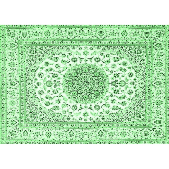 Ahgly Company Indoor Rectangle Medallion Emerald Green Traditional Area Rugs, 2' x 5'