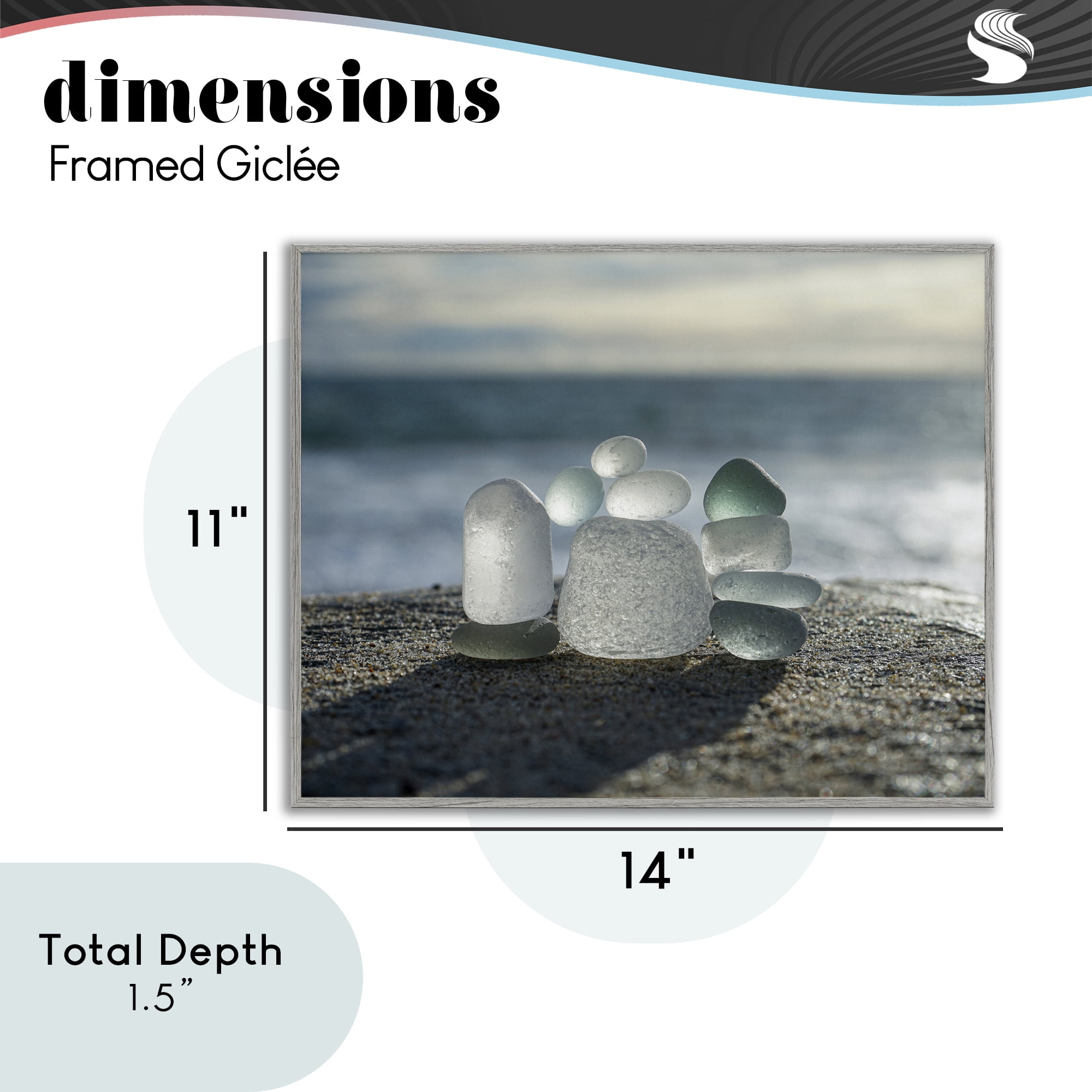Stupell Industries Balancing Sea Glass Pebbles Gray Framed Giclee Art, design by LMarie Allen