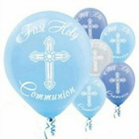 Amscan Amscan First Holy Communion Blue Printed Latex Balloons (15pc Set) Party Supplies and Decorations
